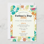 熱帯レトロフローラおもしろい父の日BBQパーティー 招待状 (正面)