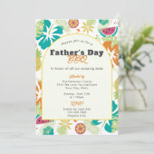 熱帯レトロフローラおもしろい父の日BBQパーティー 招待状 (スタンド正面)
