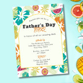 熱帯レトロフローラおもしろい父の日BBQパーティー 招待状