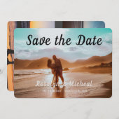 熱帯ロマンモダンティックビーチ3カップルの写真 セーブザデート (正面/裏面)