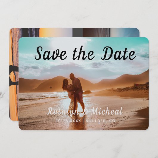 熱帯ロマンモダンティックビーチ3カップルの写真 セーブザデート (正面/裏面)