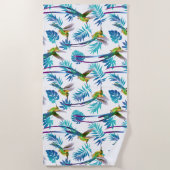 熱帯ロングテールハミングバード ビーチタオル (正面)
