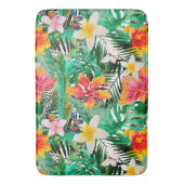 熱帯ヴィンテージのエキゾチックなジャングルの花の花 バスマット (正面縦)