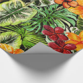 熱帯ヴィンテージのエキゾチックなジャングルの花の花 ラッピングペーパー (コーナー)