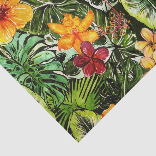 熱帯ヴィンテージのエキゾチックなジャングルの花の花 薄葉紙 (詳細)