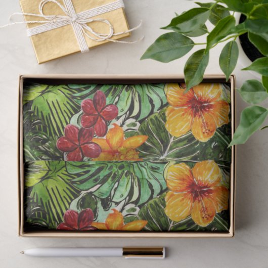 熱帯ヴィンテージのエキゾチックなジャングルの花の花 薄葉紙 (ギフト)