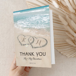 熱帯ヴィンテージのビーチのハートの海岸は感謝していしています サンキューカード