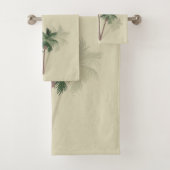 熱帯ヴィンテージのヤシの木が緑淡い色のに バスタオルセット (インサイチュ)