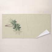 熱帯ヴィンテージのヤシの木が緑淡い色のに バスタオル (バスタオル)