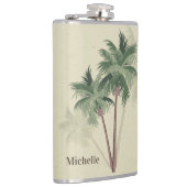 熱帯ヴィンテージのヤシの木が緑淡い色のに フラスク (右)