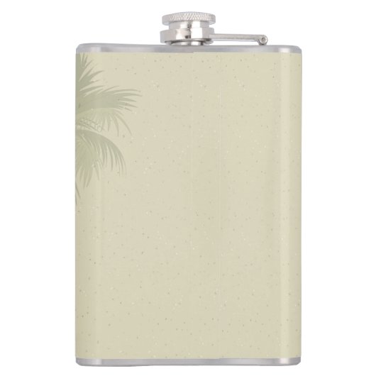 熱帯ヴィンテージのヤシの木が緑淡い色のに フラスク (裏面)