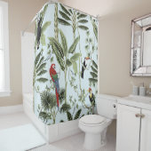 熱帯ヴィンテージのヤシの木、リアナ、マカオのオウム  シャワーカーテン (インサイチュ)