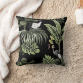 熱帯ヴィンテージの夜型クレーンの鳥、ヤシの木、バン クッション (ブランケット)