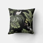 熱帯ヴィンテージの夜型クレーンの鳥、ヤシの木、バン クッション (裏面)