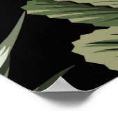 熱帯ヴィンテージの夜型クレーンの鳥、ヤシの木、バン ポスター (角)