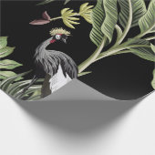 熱帯ヴィンテージの夜型クレーンの鳥、ヤシの木、バン ラッピングペーパー (角)