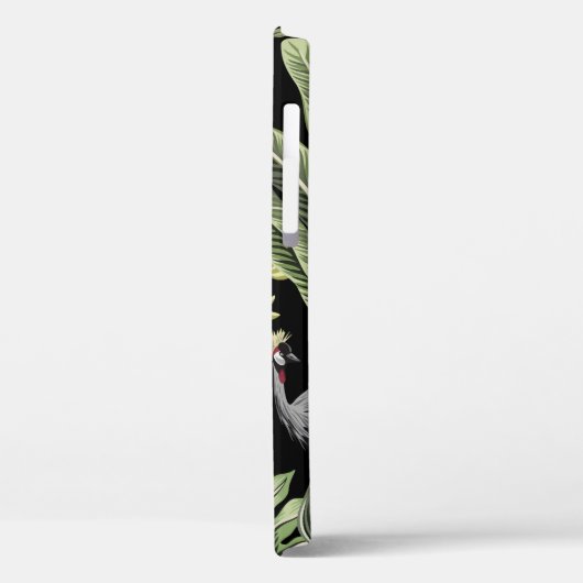 熱帯ヴィンテージの夜型クレーンの鳥、ヤシの木、バン Case-Mate iPhoneケース (裏面 / 左)