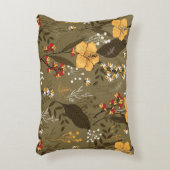 熱帯ヴィンテージの継ぎ目のない花葉とパター アクセントクッション (正面(垂直))