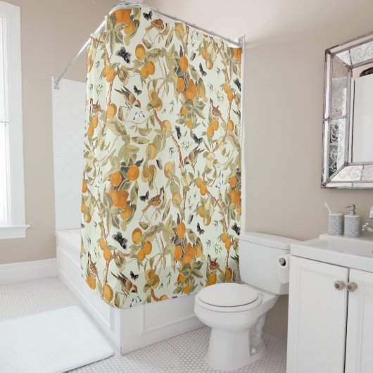 熱帯ヴィンテージの鳥のフルーツガーデンチノワズリー シャワーカーテン (インサイチュ)