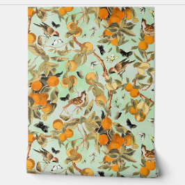 熱帯ヴィンテージの鳥のフルーツガーデンチノワズリー 壁紙