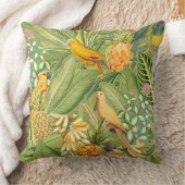 熱帯ヴィンテージの鳥ジャングルパラダイスイエロー クッション (ブランケット)
