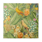 熱帯ヴィンテージの鳥ジャングルパラダイスイエロー タイル (正面)