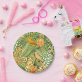 熱帯ヴィンテージの鳥ジャングルパラダイスイエロー ペーパープレート (パーティー)