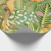 熱帯ヴィンテージの鳥ジャングルパラダイスイエロー ラッピングペーパー (角)
