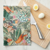 熱帯ヴィンテージの鳥ジャングルパラダイスセピア キッチンタオル (四つ折り)
