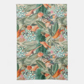 熱帯ヴィンテージの鳥ジャングルパラダイスセピア キッチンタオル (縦)