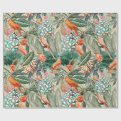 熱帯ヴィンテージの鳥ジャングルパラダイスセピア ラッピングペーパー (フラット)