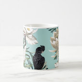 熱帯ヴィンテージクレーンバード、オウム、蓮の花 コーヒーマグカップ (中央)