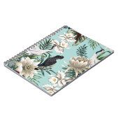 熱帯ヴィンテージクレーンバード、オウム、蓮の花 ノートブック (左側)