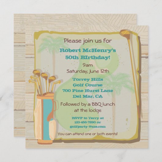 熱帯ヴィンテージゴルフパーティー大会招待状 招待状 (正面/裏面)