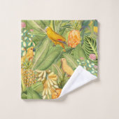 熱帯ヴィンテージバードインジャングルパラダイスイエロー バスタオルセット (ウォッシュタオル)