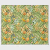 熱帯ヴィンテージバードインジャングルパラダイスイエロー ラッピングペーパー (フラット)