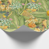 熱帯ヴィンテージバードインジャングルパラダイスイエロー ラッピングペーパー (角)