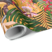 熱帯ヴィンテージバードインジャングルパラダイスイエロー ラッピングペーパー (ロールコーナー)