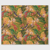 熱帯ヴィンテージバードインジャングルパラダイスイエロー ラッピングペーパー (フラット)