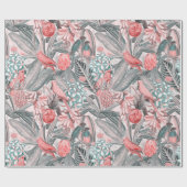 熱帯ヴィンテージバードインジャングルパラダイスピンク ラッピングペーパー (フラット)