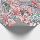 熱帯ヴィンテージバードインジャングルパラダイスピンク ラッピングペーパー (角)