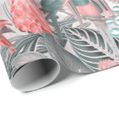 熱帯ヴィンテージバードインジャングルパラダイスピンク ラッピングペーパー (ロールコーナー)