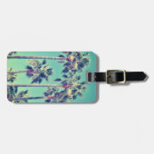 熱帯ヴィンテージパームツリーズオンティール(緑がかった色)グリーン ラゲッジタグ (正面横)