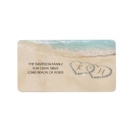 熱帯ヴィンテージビーチハートイン砂 ラベル