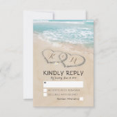 熱帯ヴィンテージビーチハートショアウェディングRSVP 出欠カード (正面)