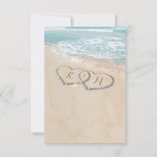 熱帯ヴィンテージビーチハートショアウェディングRSVP 出欠カード (裏面)