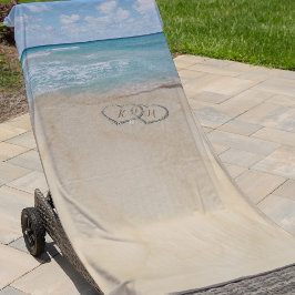 熱帯ヴィンテージビーチハートショアモノグラム ビーチタオル