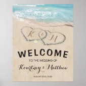 熱帯ヴィンテージビーチハートショア結婚ーズ・ウェルカム ポスター (正面)