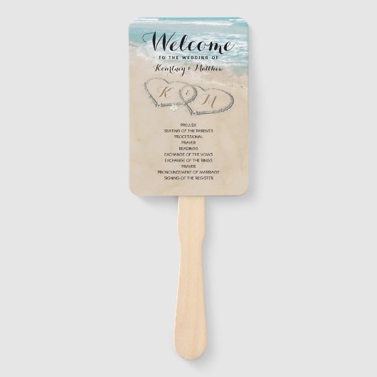 熱帯ヴィンテージビーチハートショア結婚式 プログラム ハンドファン (正面)