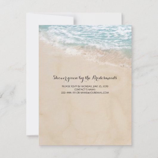 熱帯ヴィンテージビーチハートブライダルシャワー 招待状 (裏面)